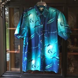 VTG. MENS WYLAND DOLPHIN HAWAIIAN/TROPICAL SHIRT